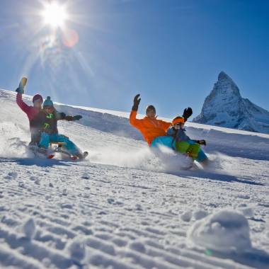 Schlitteln am Gornergrat in Zermatt