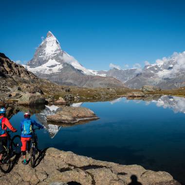 Riffelsee Mountainbiken Zermatt Matterhorn Schweiz