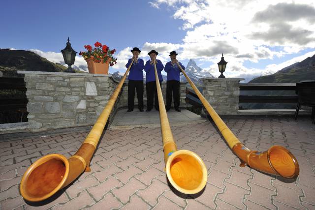 Alphorn Folkore Sommer Sunnegga Zermatt Schweiz